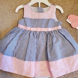 Soft Pink and Blue seersucker Sleeveless dress!